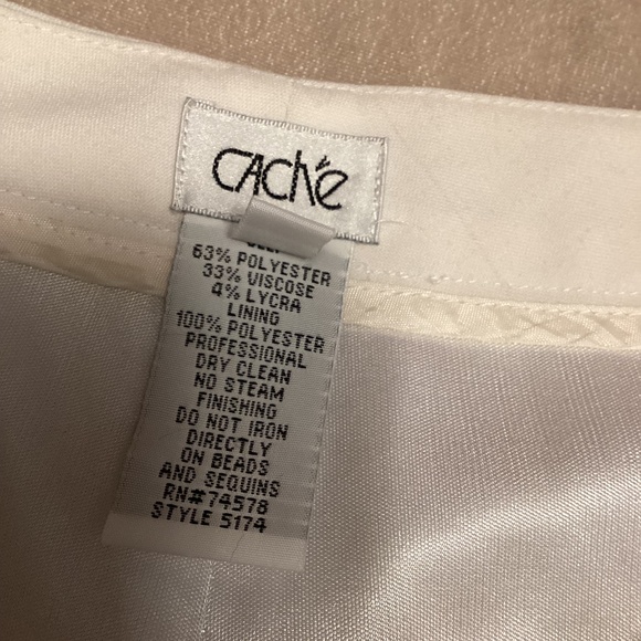 CACHE Cream pants with embroidery Sz 6 - Picture 8 of 9